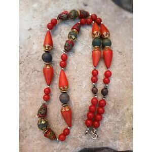 Wooden Beaded Carved Necklace